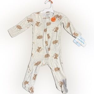 Carter's Cream and Brown Animal Print Footie